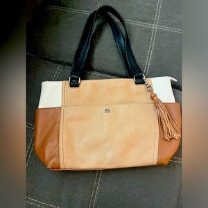 The Sak Leather Purse with Cream, Black and Camel Patches